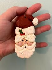 Vintage Hand Carved Santa Head Christmas Ornament  picture