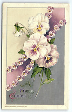 1911 HAPPY EASTER FLORAL LILLIES JOHN WINSCH EMBOSSED POSTCARD P3254 picture
