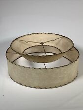 Vintage MCM Fiberglass Two Tier Drum Stiched Lampshade Mid Century Modern 19x8