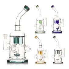 12 Inch Triple Tubes Randomly Color Recycler Glass Bong Water Pipe Hookah 14MM picture