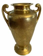 Antique Pickard Gold Encrusted Daisy & Rose Handled Grecian Style Urn Vase 7.5