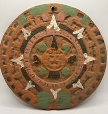 Vintage Mexican Red Clay Mayan Haab Calendar Earthenware Relief Plate 8” Mexico picture