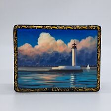 Ukrainian lacquer miniature box “Seascape.  Lighthouse ” Hand made in Ukraine  picture