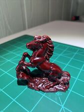 Vintage Wild Horse Chinese Sculpture Carved Red Resin Figure picture