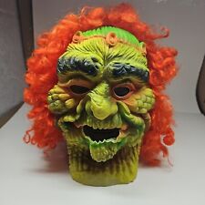 Vintage Fun World Mask Monster Halloween Vinyl Orange Hair Scary Creepy  picture