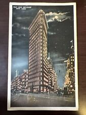 Flat Iron Building NY Postcard Night Scene From Brooklyn NY 1918 2c Washington picture