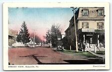 c1920 KULPSVILLE PA STREET SCENE HAND COLORED UNPOSTED POSTCARD P4113 picture