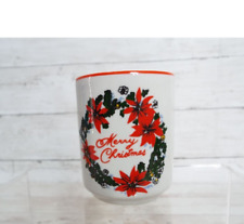 Vintage Porcelain Merry Christmas Poinsettia Votive Holder Made in Brazil picture