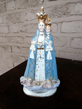 Antique porcelain statue madonna angels base picture