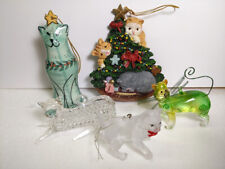 Lot of 5 Different Cats Hanging Christmas Ornaments Holiday picture