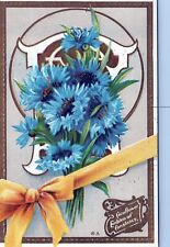 Language of Flowers Cornflower Emblem of Constancy Embossed Postcard picture