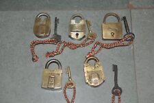 5 Pc Different Vintage Brass Fine Handcrafted Padlocks picture