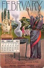 February 1912 Calendar Beutel Business College Tacoma WA advertising postcard picture
