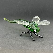 Glass Dragonfly Figurine - Collectible Green Dragonfly Sculpture picture