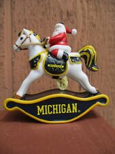 Danbury Mint Michigan Wolverines 2006 Christmas Ornament Santa on Rocking Horse picture