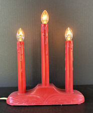 Vintage Christmas Candolier 3 Light Red Candelabra Plastic Plug In Candle C6 picture