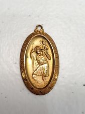 Vintage Large Saint Christopher Religious Medal Pendant 1/20 14K Gold Filled picture