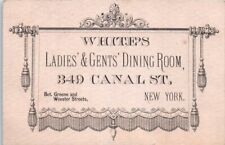 1880s White's Dining Room Restaurant 349 Canal Street NY Business Card Ad picture