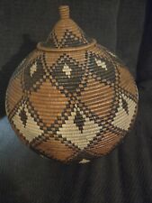 Vintage African Zulu Large Beer Basket with lid. picture