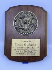 USNRC US Nuclear Regulatory Commission 30 Year Retirement Plaque Benita Morris picture