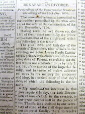 2 1810 newspapers NAPOLEON BONAPARTE DIVORCES his first wife JOSEPHINE picture