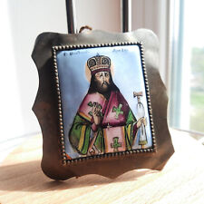 Antique Enamel Icon Théodose de Tchernigov Pendent Christian Religion Old 19th picture