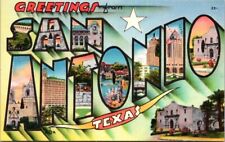 Greetings From San Antonio Texas Large Letter TX Postcard San Antonio Card Co. picture