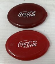 Vintage Lot Of 2 Red Enjoy Coca Cola Squeeze Plastic Change Purse Holder picture