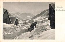 Postcard Fröhliche Weihnachten Merry Christmas Horse Sled Snow Mountains picture