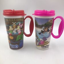 2X Walt Disney Parks Rapid Fill Cups, Mugs Hot / Cold, Pink & Red, Mickey&Donald picture