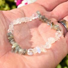 CHARGED Moonstone Labradorite Crystal Stretchy Bracelet w / Quartz REIKI Energy picture