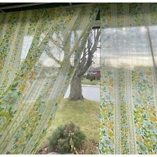 Pair of vintage 1980s curtains, floral green and blue panels, different sizes picture