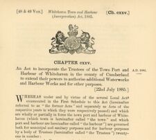 Antique Act of Parliament Whitehaven Town & Harbour Waterworks 1885 politics picture