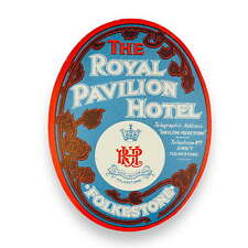 Royal Pavilion Hotel Folkestone England Scarce Vintage Early Luggage Label Decal picture