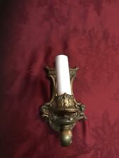 Vintage Antique Gold Tone Ornate Electric Wall Sconc picture