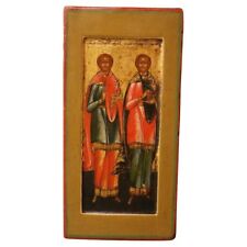 Antique miniature icon depicting twin brothers and physicians Cosmas and Damian picture