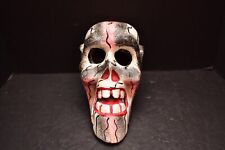 MEXICAN GUERRERO FOLK ART ATQ CARVED WOOD DAY OF THE DEAD SKULL Articulating JAW picture