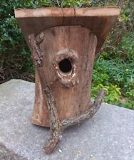 Primitive/Rustic Log Bird House Hand Made Salvaged Antique Barn Wood,  Branches  picture