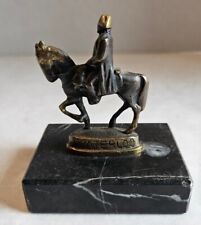 Vintage Miniature Napoleon On Horseback, Brass Figurine On Marble Item 569M picture