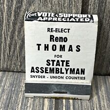Vtg Reno Thomas State Assemblyman Union Snyder Political Matchbook Advertisement picture