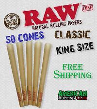 RAW CONES CLASSIC KING SIZE 50 PACK ~ CIGARETTE PAPERS~CRUSH PROF BOX picture