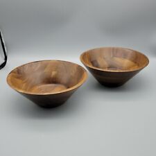 2 Vtg Solid Wood Serving Bowls 8