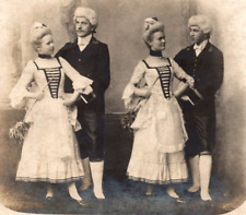 RPPC Couples w/ White Wigs & Formal Dress VINTAGE Postcard picture