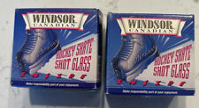 Two (2) Windsor Shot Glasses Glass Hockey Skate Ski Boot Canadian Club picture
