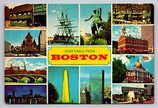 Greetings From Boston Massachusetts Multiview Vintage Unposted Postcard picture