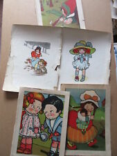 lot of 5  PRINTS - Little Miss Muffet Tom Piper's son Prety Maid RARE picture