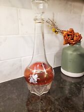 RARE Vintage Lubiana Decanter Italy Cranberry Red Grapes Gold Christmas 1930s picture