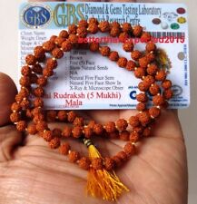 Lab Certified Prayer beads Rudraksha mala rosary 5 mm japa yoga 108+1 Beads mala picture