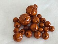 Antique,vintage,BAKELITE,beautifully carved beads,GORGEOUS HONEY COLOR, 20 TOTAL picture