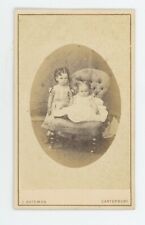 Antique CDV Circa 1870s Adorable Little girls Posing Together Canterbury UK picture